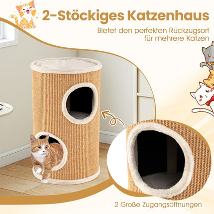 Cat Tower with Sisal Scratching Board & 3 Hideouts