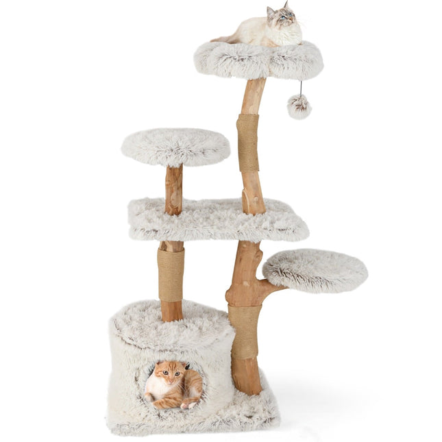 Katzenbaum 135cm mit Höhle, Plüschliege, Kratzsäulen