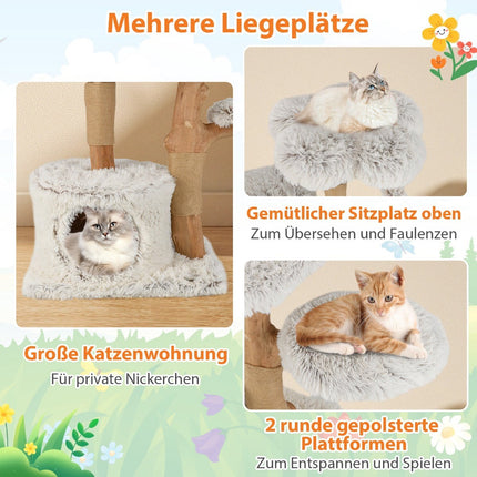 Katzenbaum 135cm mit Höhle, Plüschliege, Kratzsäulen