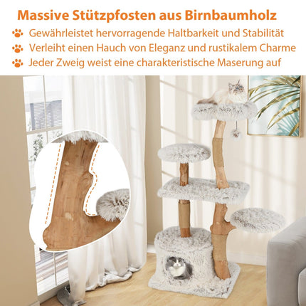 Katzenbaum 135cm mit Höhle, Plüschliege, Kratzsäulen