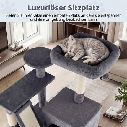 Cat Tree 158cm with Hammock and Scratching Posts, Dark Grey