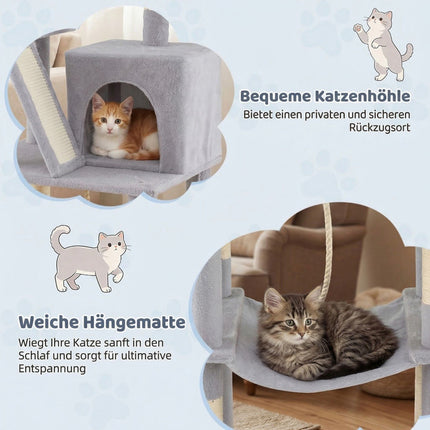 Katzenbaum 158cm mit Hängematte und Kratzstämmen