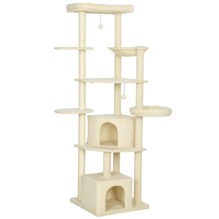 Katzenbaum, 2m, Mehrstufig, Sisal, Hängematte, Beige