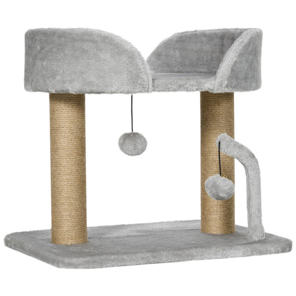 Cat Tree 42 cm, Jute Scratching Post, Platform, Gray