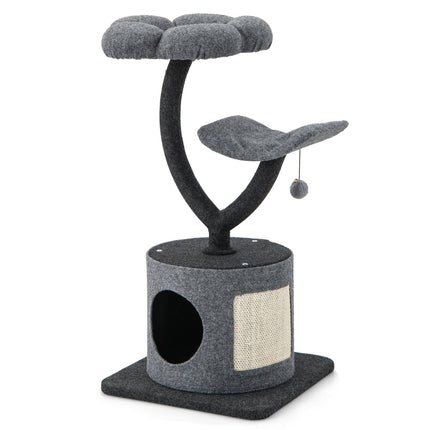Cat Tree Tower With Metal Frame, Condo, 35-Inch, Gray