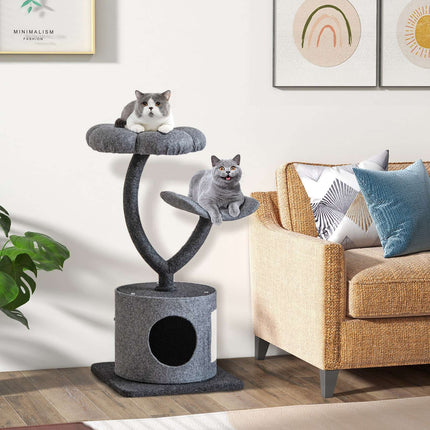 Cat Tree Tower With Metal Frame, Condo, 35-Inch, Gray