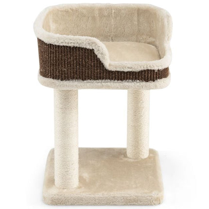 Katzenkratzbaum mit oberer Sitzstange, Sisalstämmen, Beige
