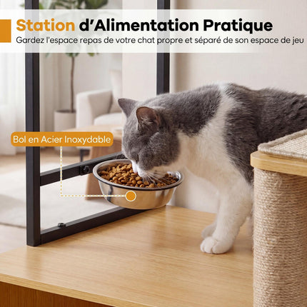 Cat Tree With Hidden Litter Box And Feeding Bowl, 117.5 cm