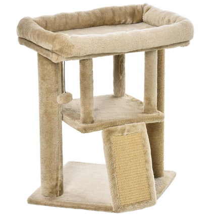 Katzenbaum mit Jute-Kratzmatte, Plüschliegefläche und Türloch