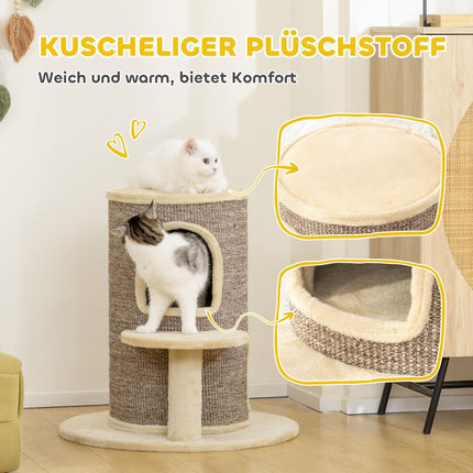 Katzenbaum mit 2 Ebenen, Sprungplattform, Beige