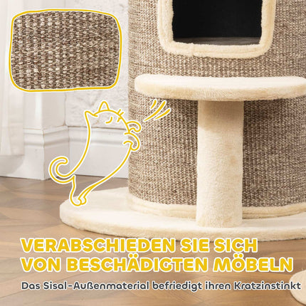 Katzenbaum mit 2 Ebenen, Sprungplattform, Beige