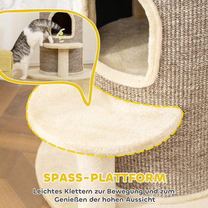 Katzenbaum mit 2 Ebenen, Sprungplattform, Beige