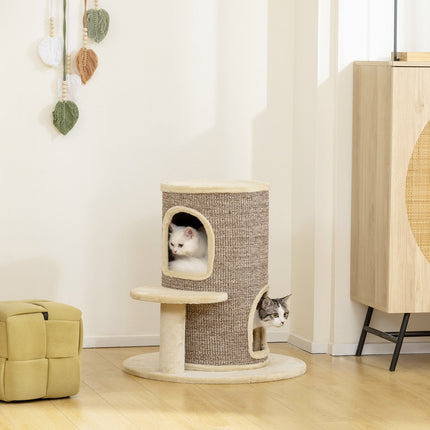 Katzenbaum mit 2 Ebenen, Sprungplattform, Beige