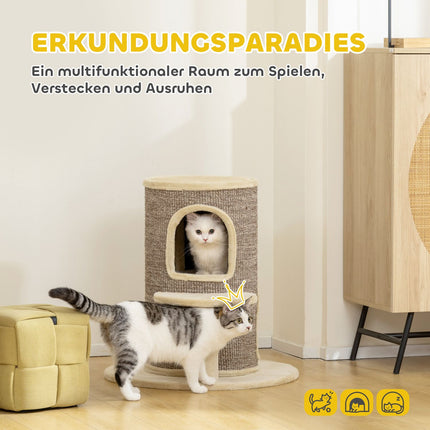 Katzenbaum mit 2 Ebenen, Sprungplattform, Beige