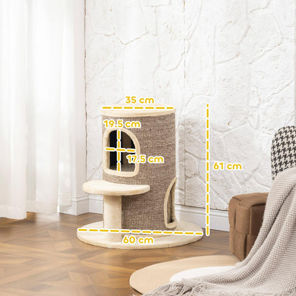 Katzenbaum mit 2 Ebenen, Sprungplattform, Beige