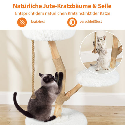 Cat Tree with 3 Plush Platforms, Jute Posts, 90 cm