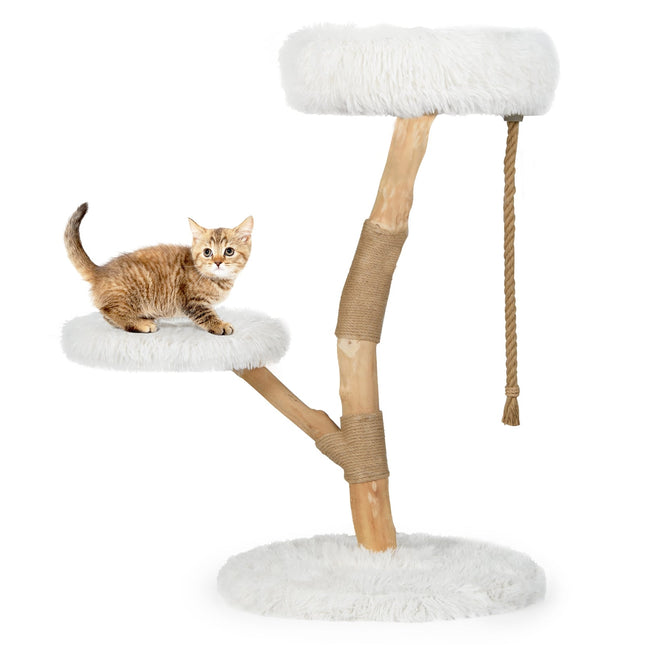 Katzenbaum mit 3 Plüsch-Plattformen, Jutesäulen, 90 cm