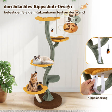 Katzenbaum mit 5 Blumen- & Blätterplattformen, 175 cm