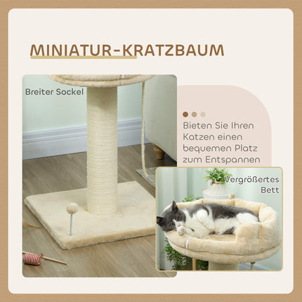 Cat Tree with Bed and Toys, 55x55x83 cm, Beige