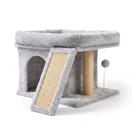 Cat Tree with Cave & Bed, Light Grey, 38.5 x 54 x 45 cm
