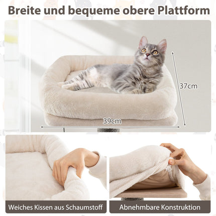 Katzenkratzbaum mit Höhle & Sisalkratzbrett, 171 cm, Grau