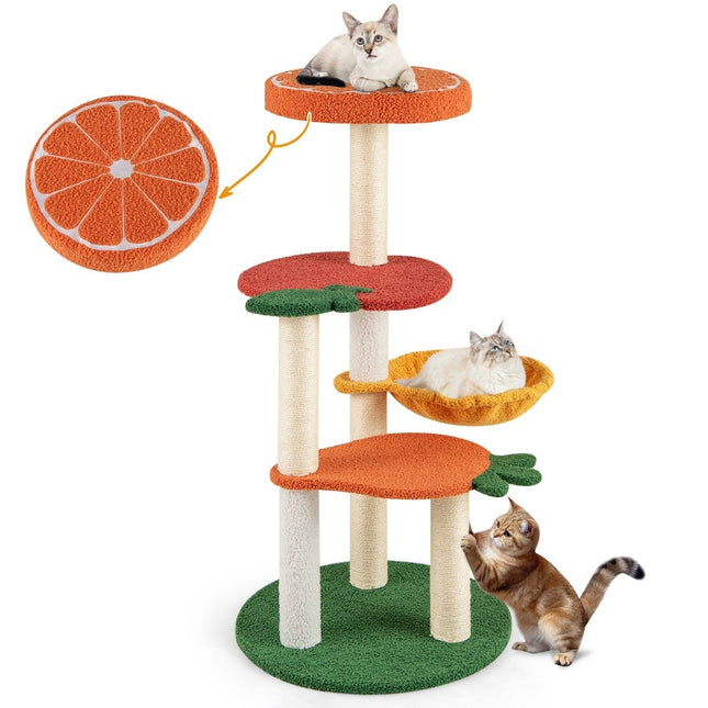 Katzenbaum mit Fruchtthema, 100 cm, Sisalkratzstämme