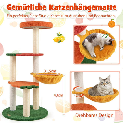 Katzenbaum mit Fruchtthema, 100 cm, Sisalkratzstämme