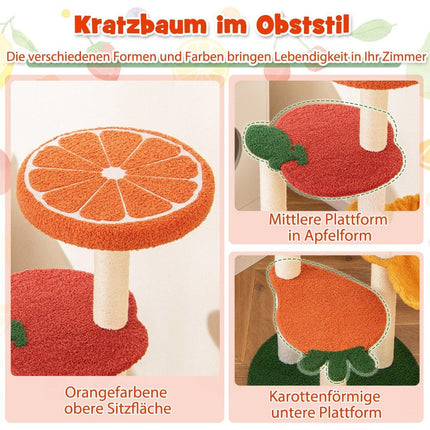 Katzenbaum mit Fruchtthema, 100 cm, Sisalkratzstämme