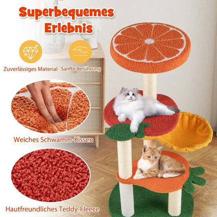 Katzenbaum mit Fruchtthema, 100 cm, Sisalkratzstämme