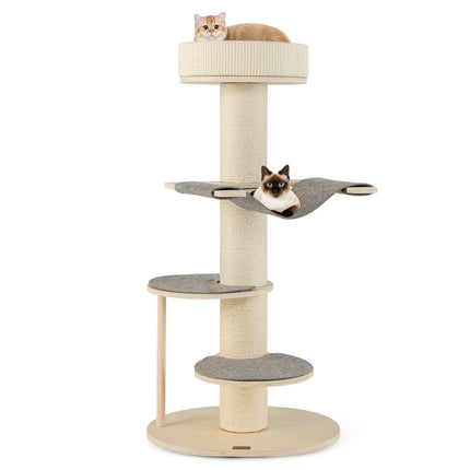 Cat Tree with Hammock, 3 Platforms, Sisal Carpet, 120 cm