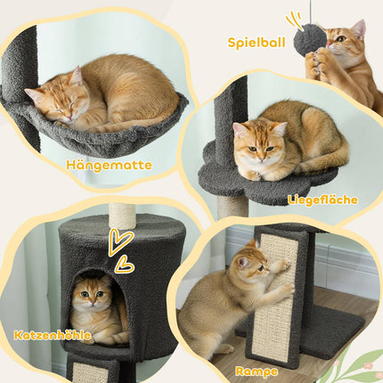 Cat Tree with Hammock, Adjustable Height, Gray