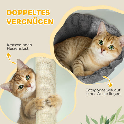 Cat Tree with Hammock, Adjustable Height, Gray