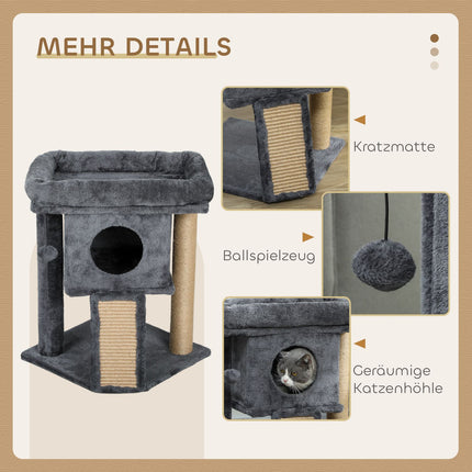 Katzenbaum mit Jute-Kratzmatte, Beige, 40x40x57 cm
