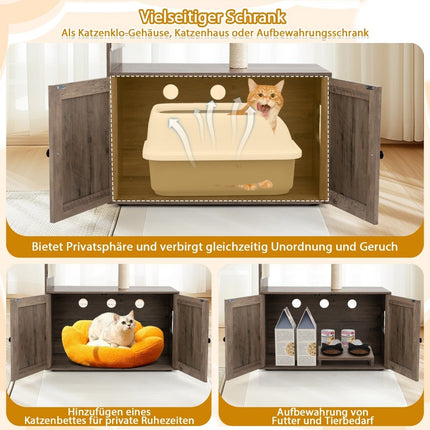 Katzenbaum mit Katzentoilettenschrank, 80x45x87.5 cm, Grau