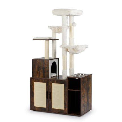 Cat Tree with Litter Box, Hammocks & Viewing Platform