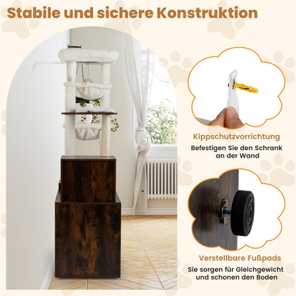 Cat Tree with Litter Box, Hammocks & Viewing Platform