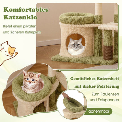 Katzenbaum mit Plattformen, Hängematte und Kratzsäulen