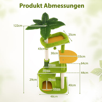 Katzenkratzbaum mit Plattformen und Kratzstämmen, 122 cm