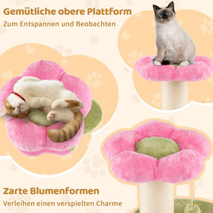 Katzenkratzbaum mit Plüschsitz, Sisalstamm, 69 cm, Pink
