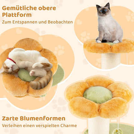 Katzenbaum mit Plüschsitz, Sisalstamm, 69 cm, Gelb