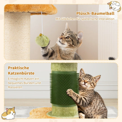 Katzenbaum mit Plüschsitz, Sisalstamm, 69 cm, Gelb