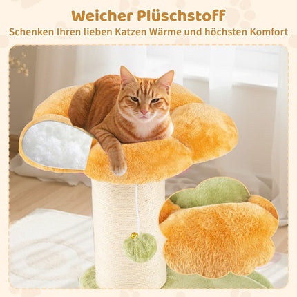 Katzenbaum mit Plüschsitz, Sisalstamm, 69 cm, Gelb