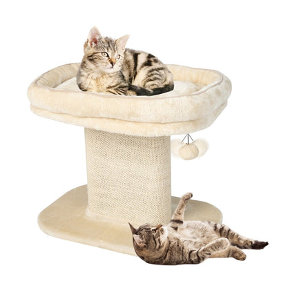 Katzenbaum mit Plüschsitz & Sisal-Kratzbrett, Beige