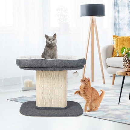 Katzenbaum mit Plüschsitz & Sisal-Kratzbrett, Grau