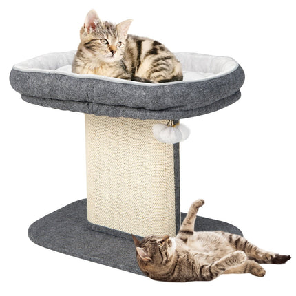Katzenbaum mit Plüschsitz & Sisal-Kratzbrett, Grau