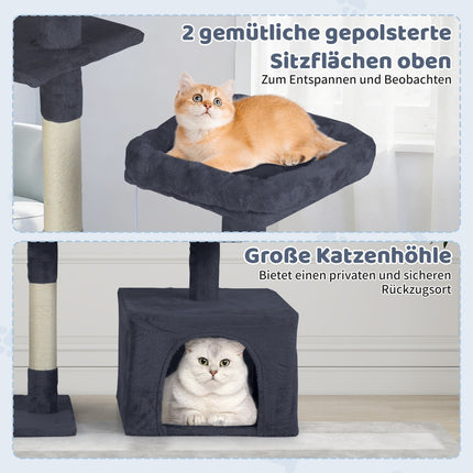 Katzenbaum mit drehbarem Design, Höhle & Rampe, Dunkelgrau