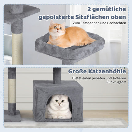 Cat Tree with Rotating Design, Condo & Ramp, Light Grey