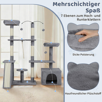 Cat Tree with Rotating Design, Condo & Ramp, Light Grey