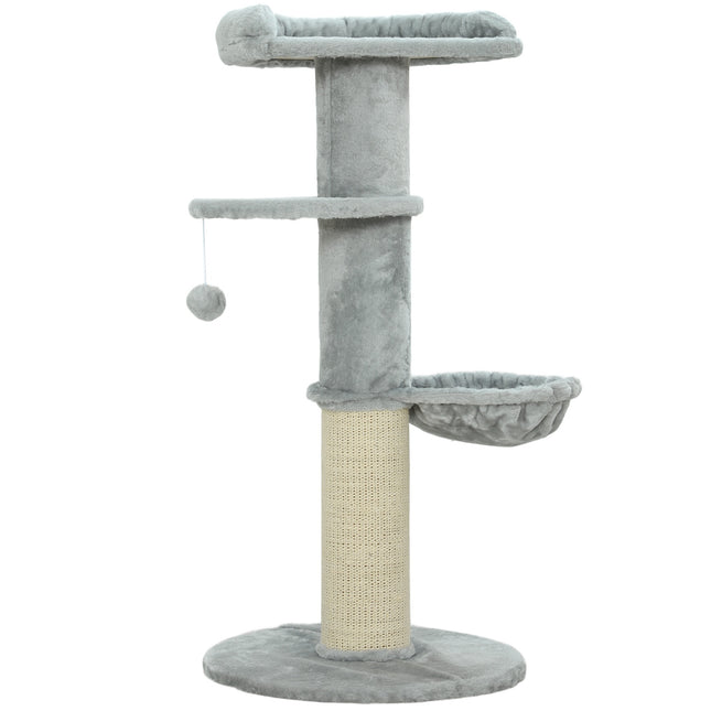 Katzenbaum mit Sisalstamm, mehrere Ebenen, Plüschstoff