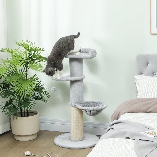 Katzenbaum mit Sisalstamm, mehrere Ebenen, Plüschstoff